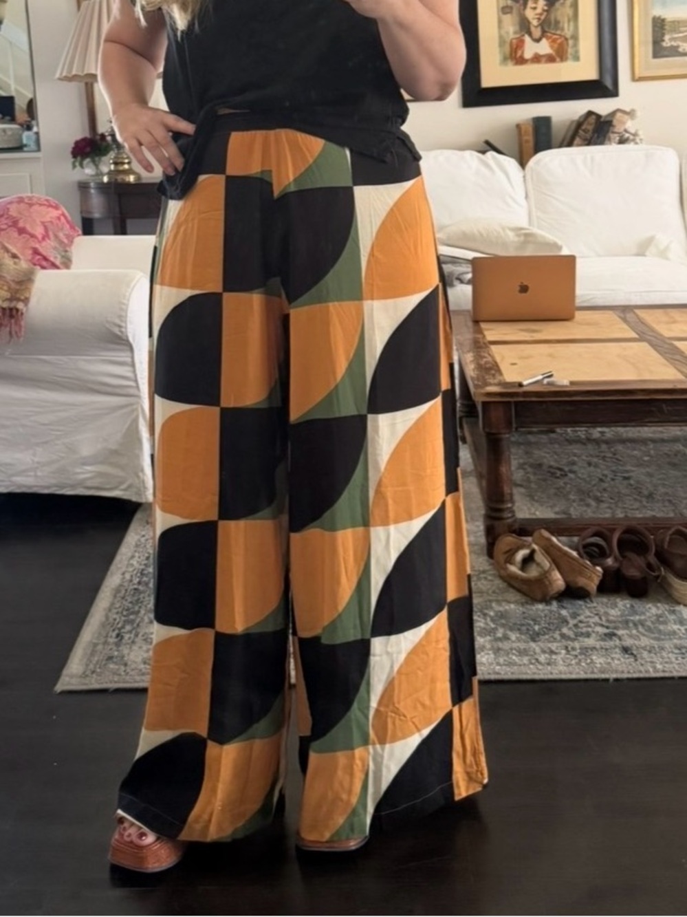 Oversized Geometric Matching Set Mustard & Black
